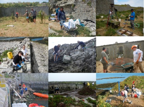 Mosaique de travaux sur l'île