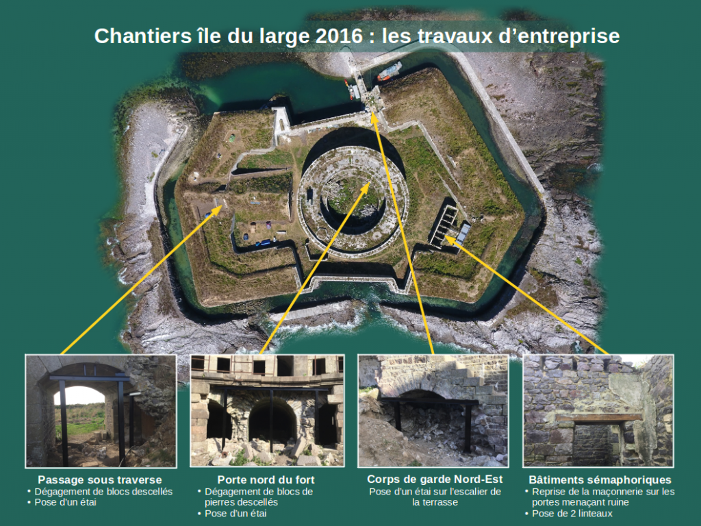 Cartographie des travaux réalisés par une entreprise durant les chantiers Ile du large Saint Marcouf 2016