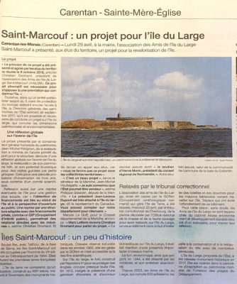 Saint-Marcouf : un projet pour l'île du Large : article paru dans Ouest France le 4 mai 2019