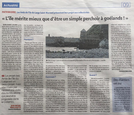 La presse de la Manche - 03 mai 2019 : L'île mérite mieux que d'être un simple perchoir à goélands