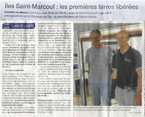 Saint Marcouf, les premieères terres libérées (articile de Ouest France du 27 juillet 2019)