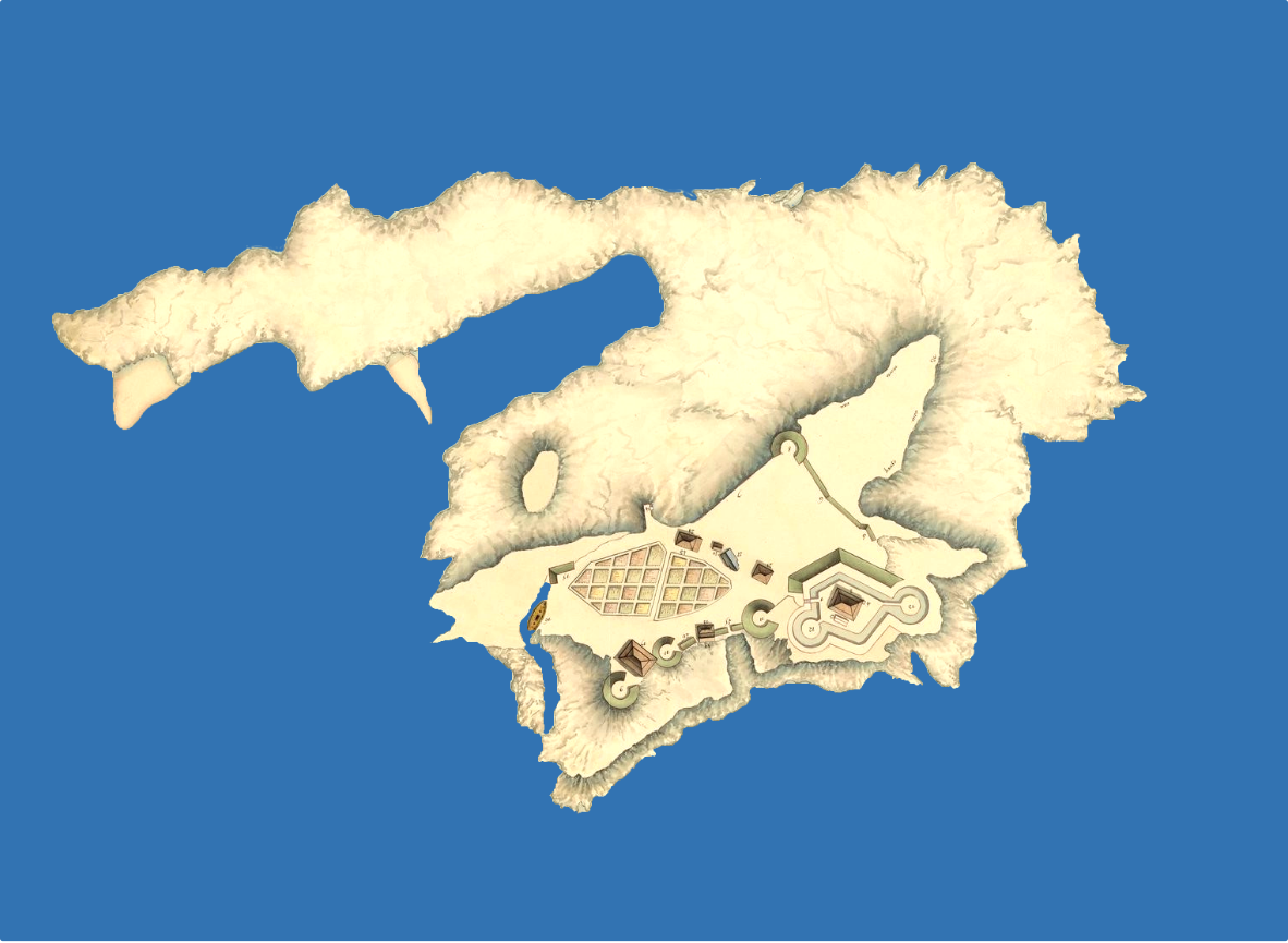 Plan des fortifications anglaises en 1802 sur l'île du Large