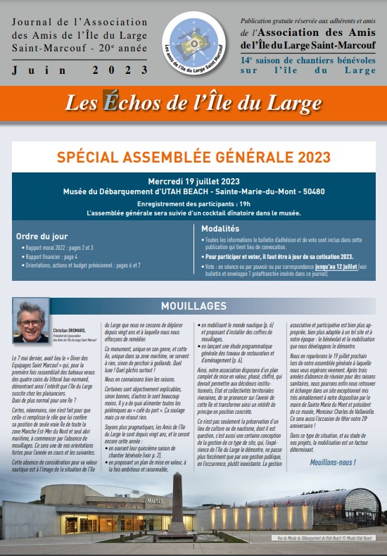 Couverture des Echo de l'Ile du Large spécial AG de juin 2023